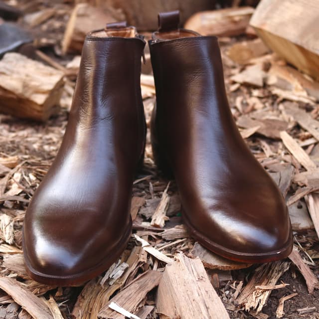Brown long zipper chelsea boots