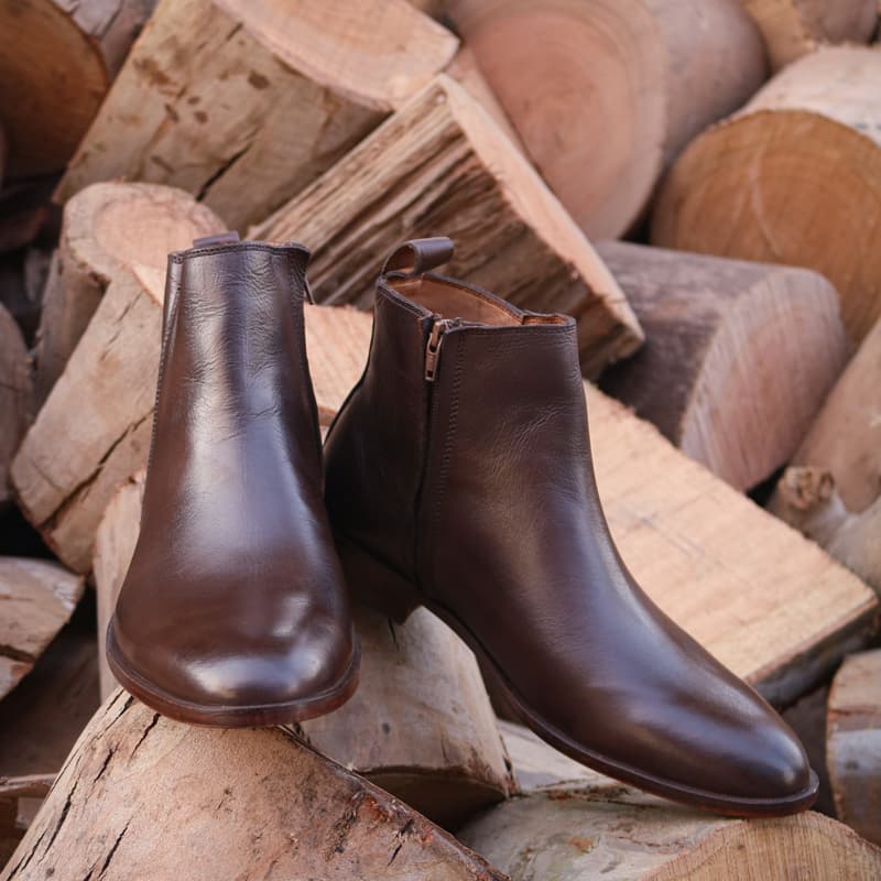 Brown long zipper chelsea boots