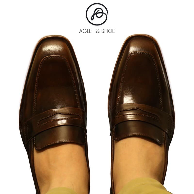 Brown patina loafars